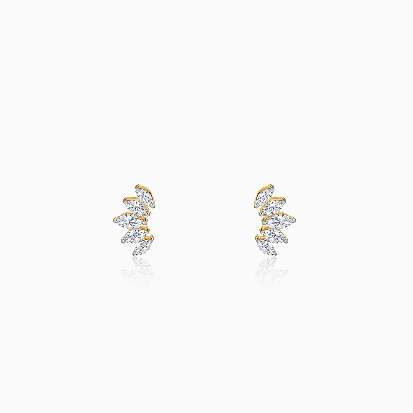Gold Lotus Petals Lab Grown Diamond Earrings
