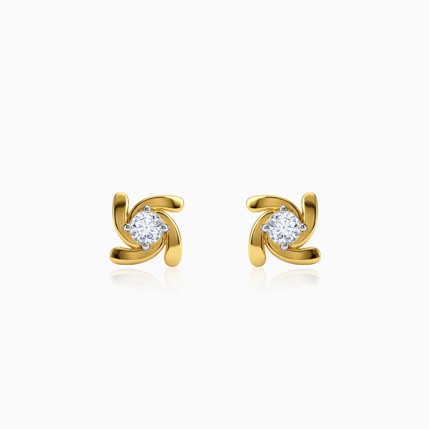 Gold Gleaming Swirl Lab Grown Diamond Studs