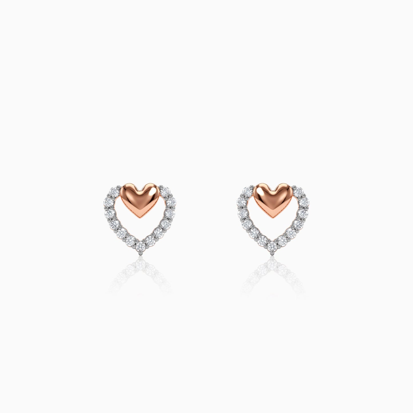 Rose Gold Twinkling Heart Lab Grown Diamond Studs