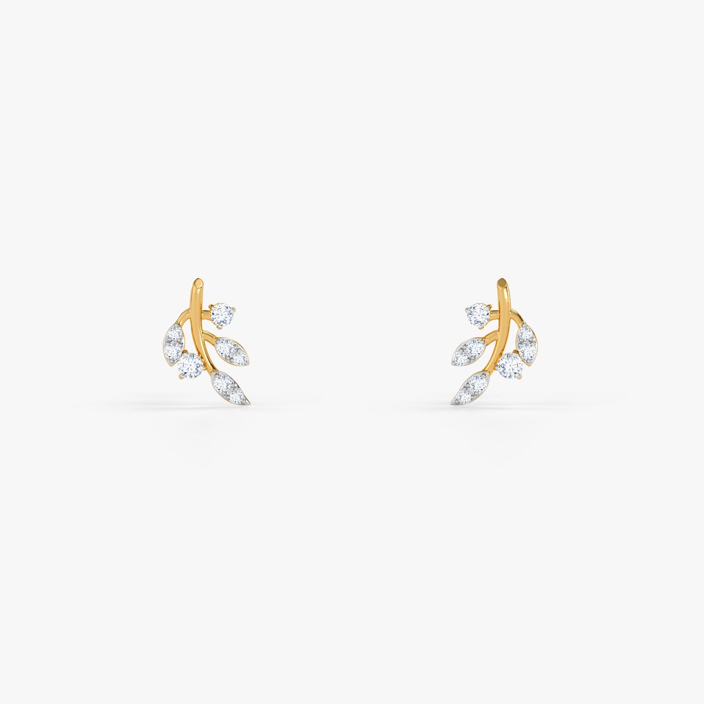 Gold Leafy Droplet Lab Grown Diamond Earrings
