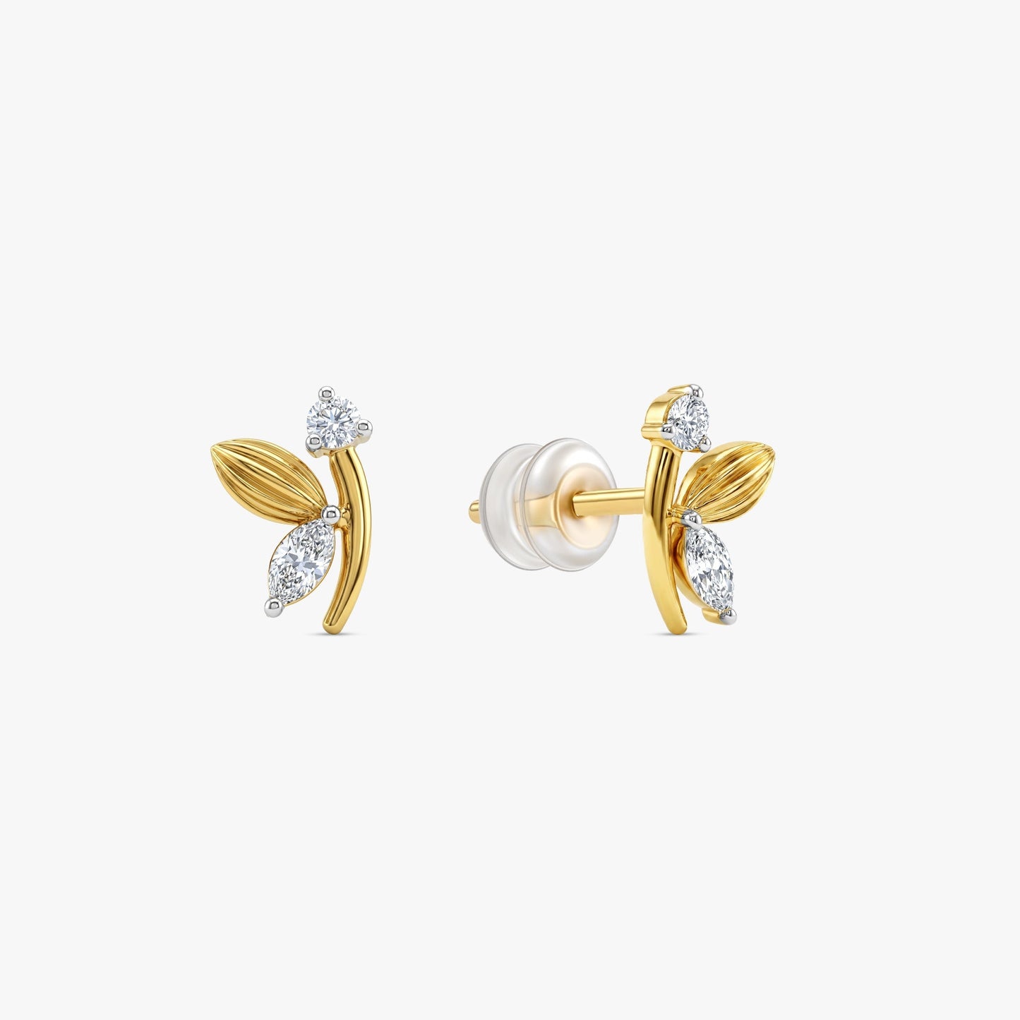 Gold Fancy Wings Lab Grown Diamond Earrings