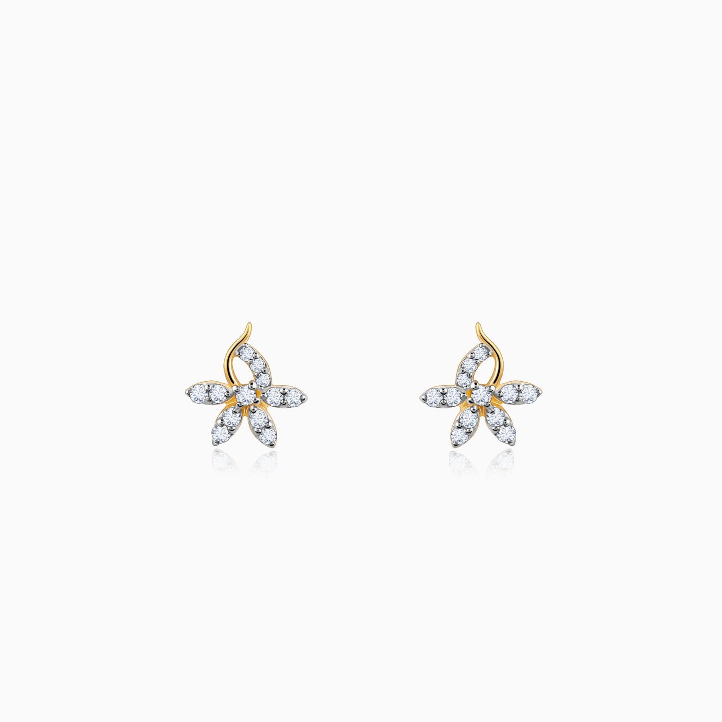Gold Elegant Flora Diamond Earrings