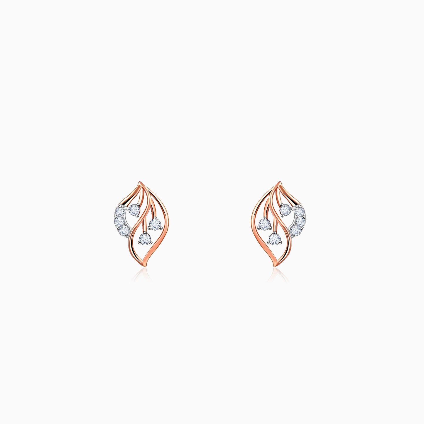 Rose Gold Amara Leaf Lab Grown Diamond Studs