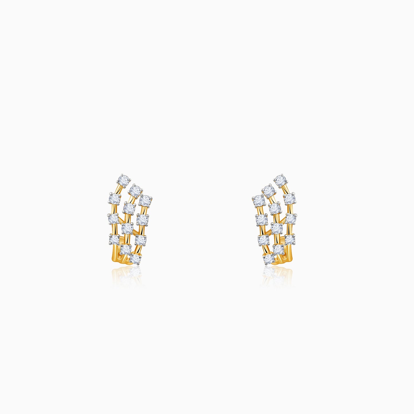 Gold Moonlit Waves J Hoop Lab Grown Diamond Earrings