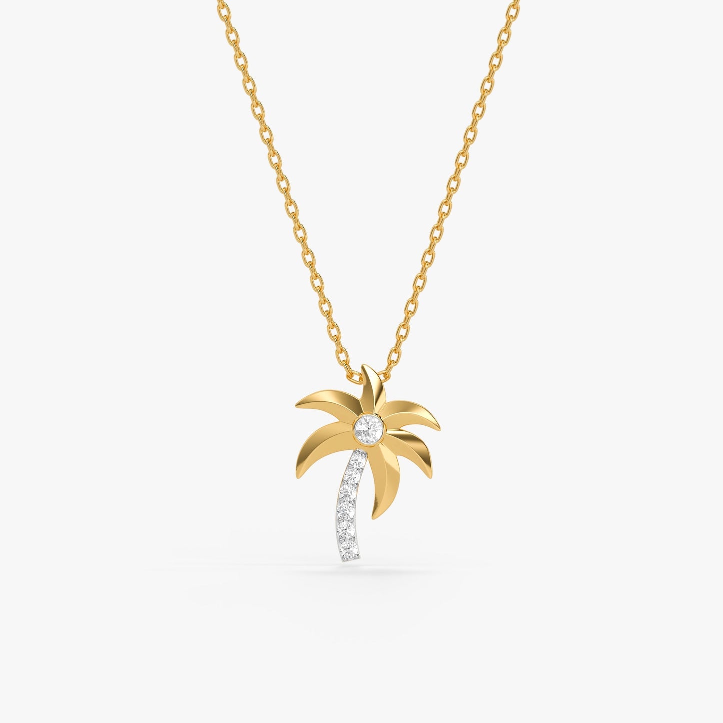 Gold Palm Bliss Lab Grown Diamond Pendant