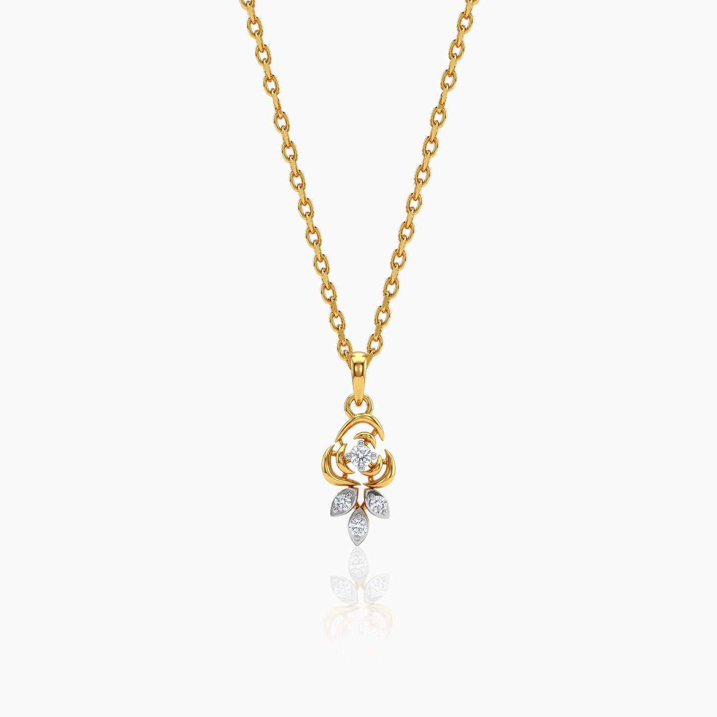Gold Petaline Charm Lab Grown Diamond Pendant