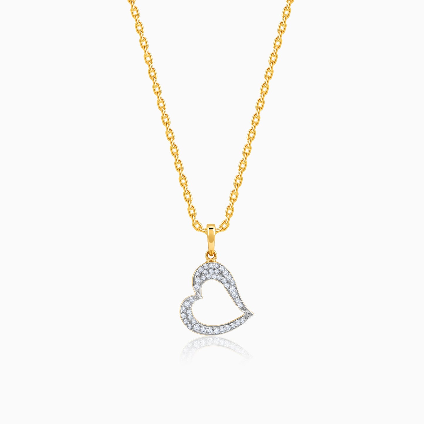 Gold Swaying Heart Lab Grown Diamond Pendant