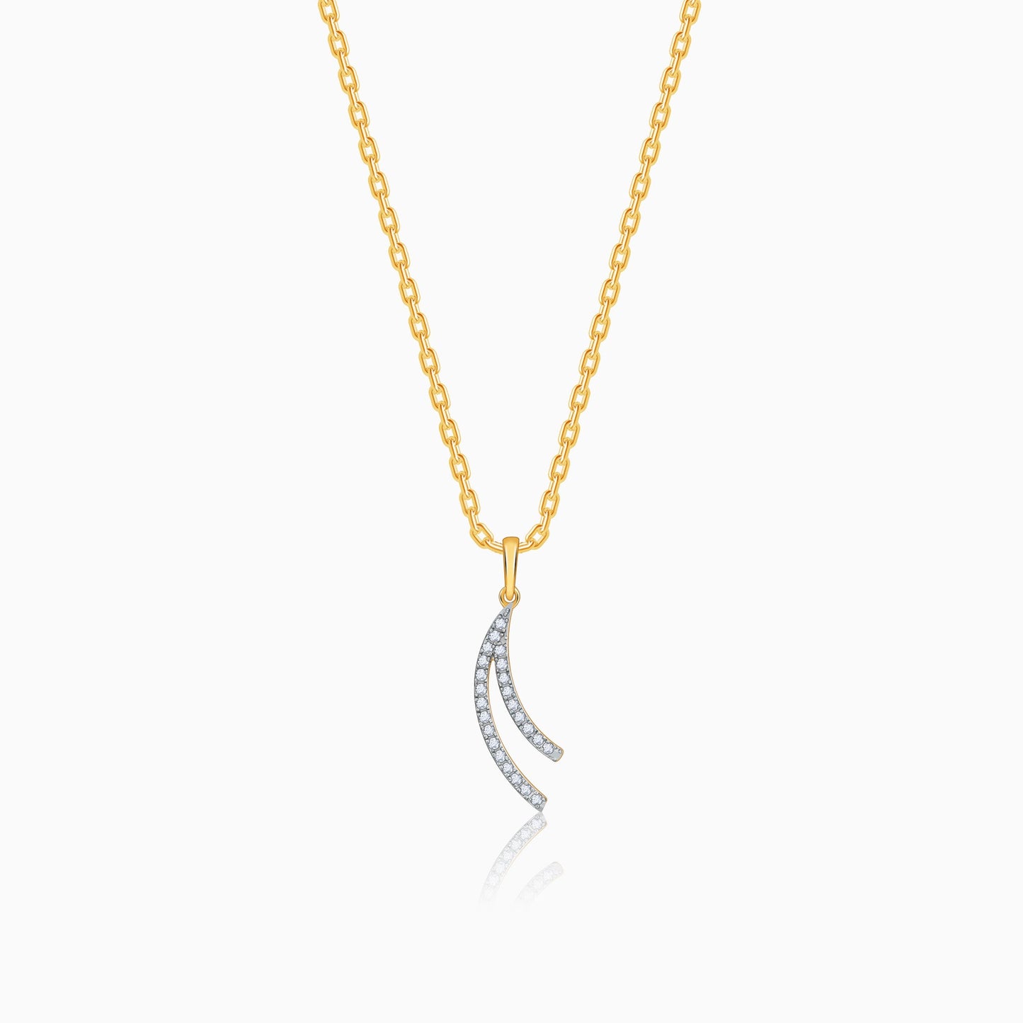 Gold Wave Layers Lab Grown Diamond Pendant
