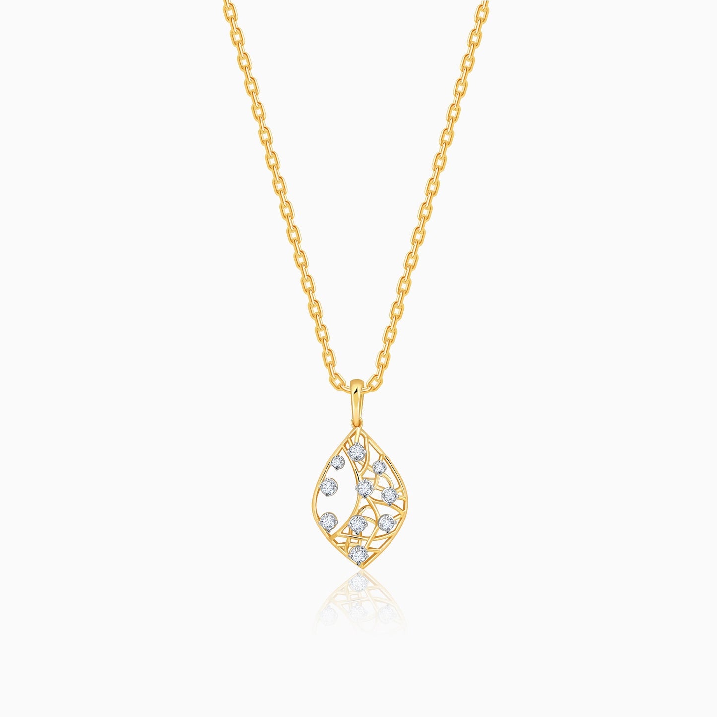 Gold Leafy Glam Lab Grown Diamond Pendant