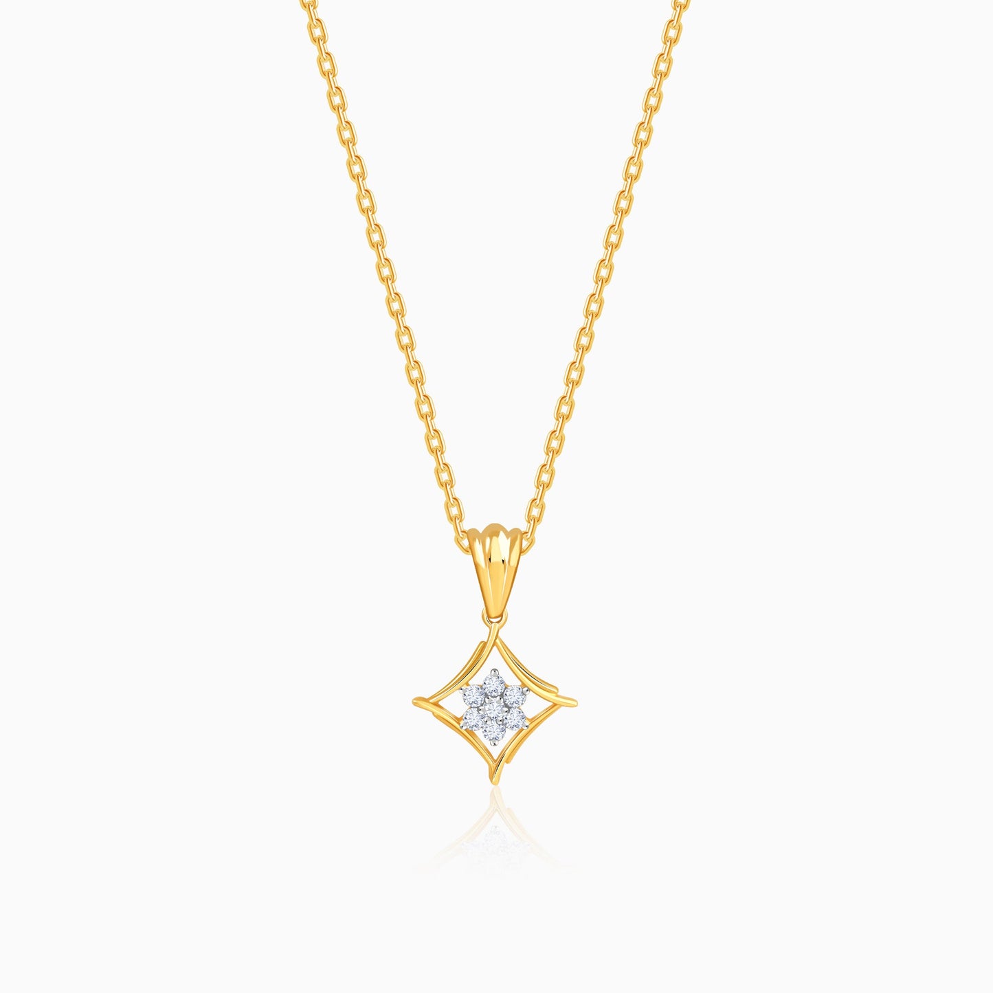 Gold Rhombus Floret Lab Grown Diamond Pendant