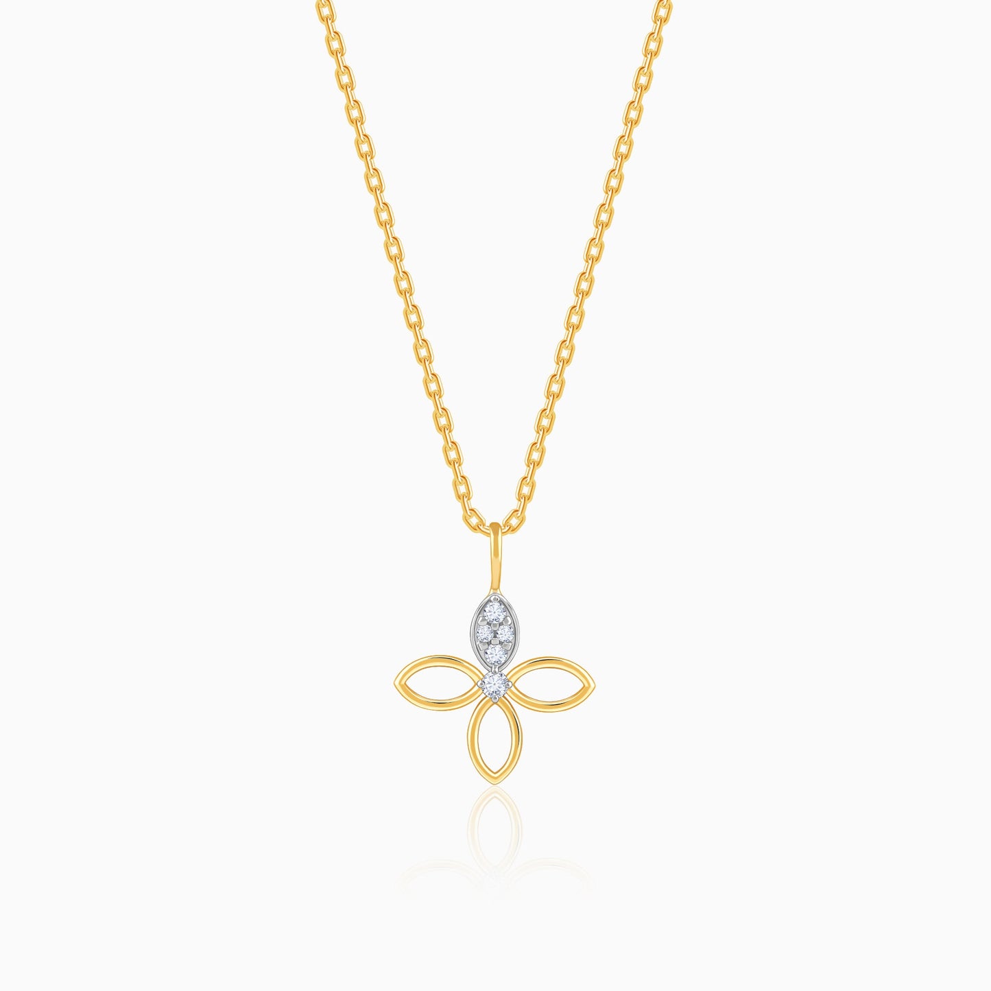 Gold Petal Sparkle Lab Grown Diamond Pendant