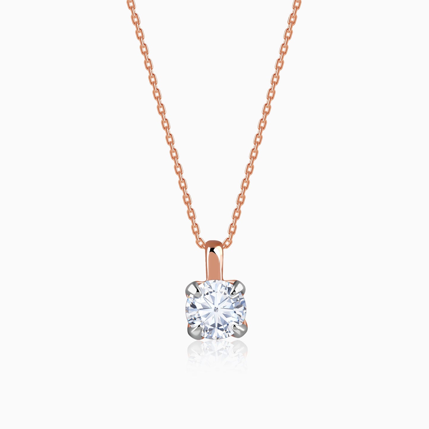 Rose Gold Aurora Gem Lab Grown Diamond Solitaire Pendant