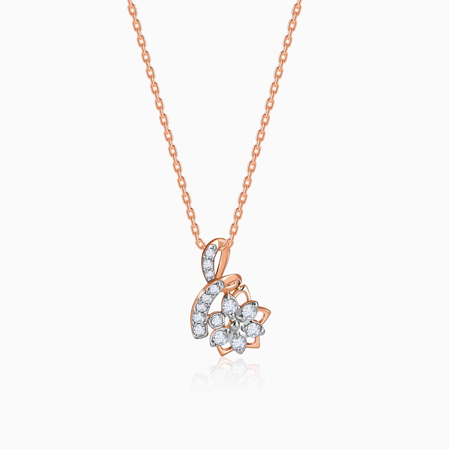 Rose Gold Flora Knot Lab Grown Diamond Pendant