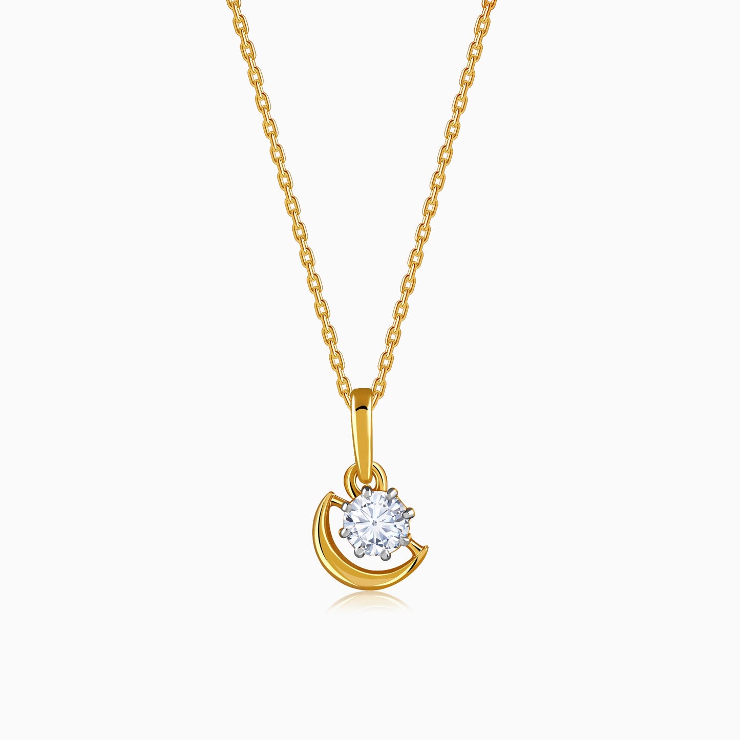 Gold Graceful Moon Lab Grown Diamond Pendant