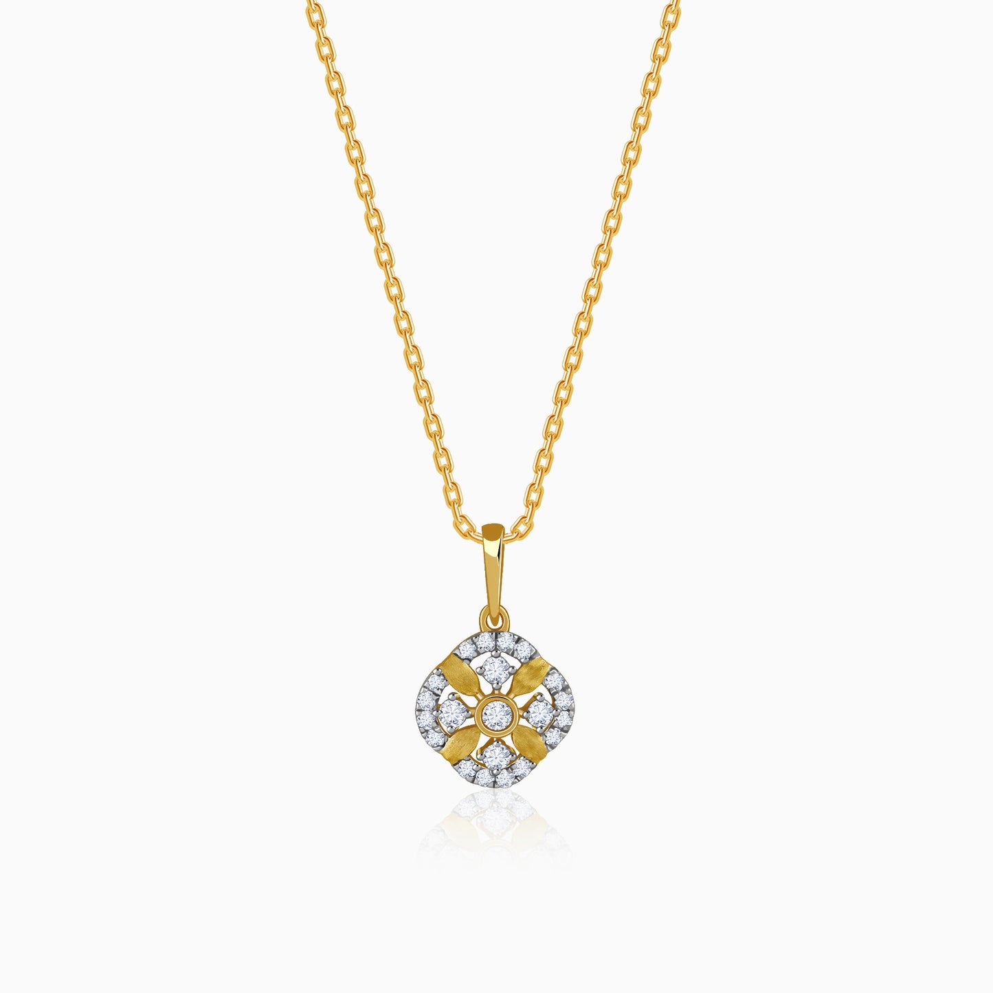 Gold Quiet Flower Lab Grown Diamond Pendant