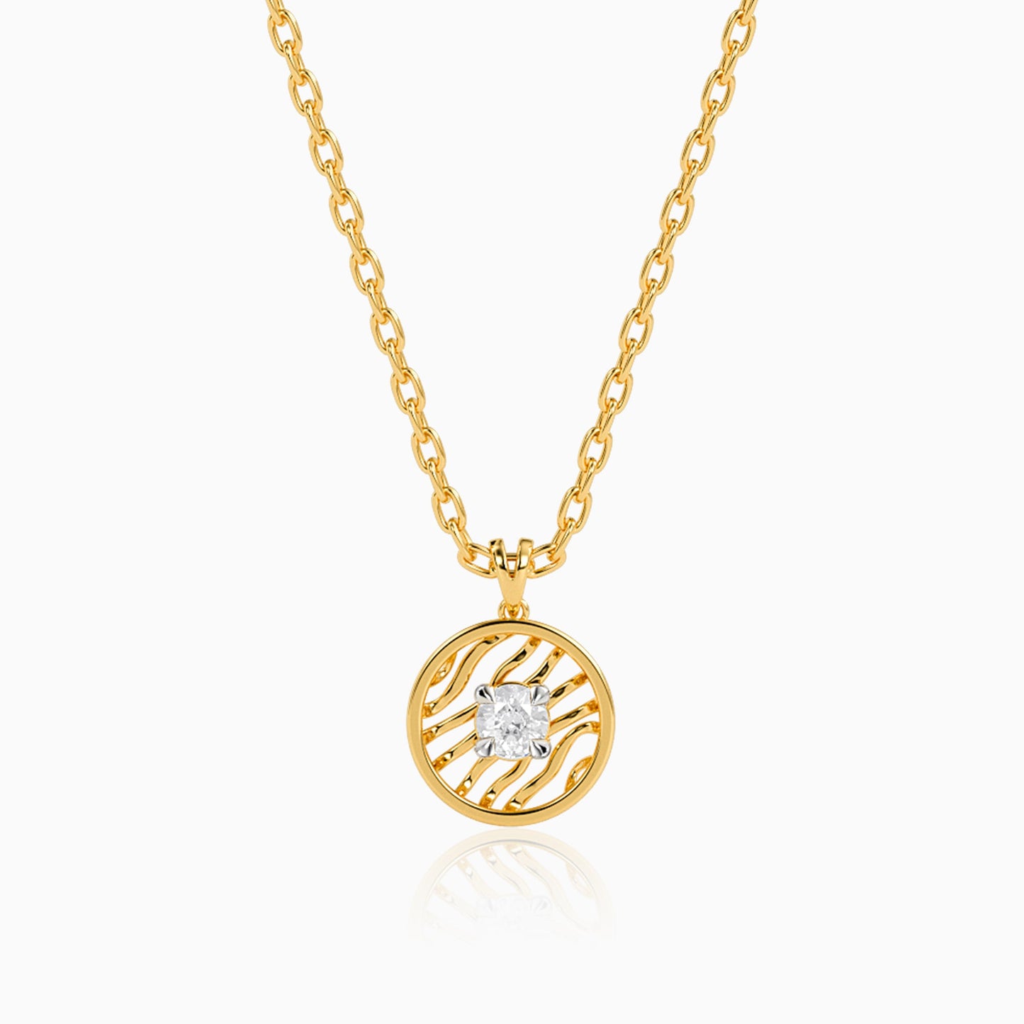 Gold Threaded Orbit Lab Grown Diamond Pendant