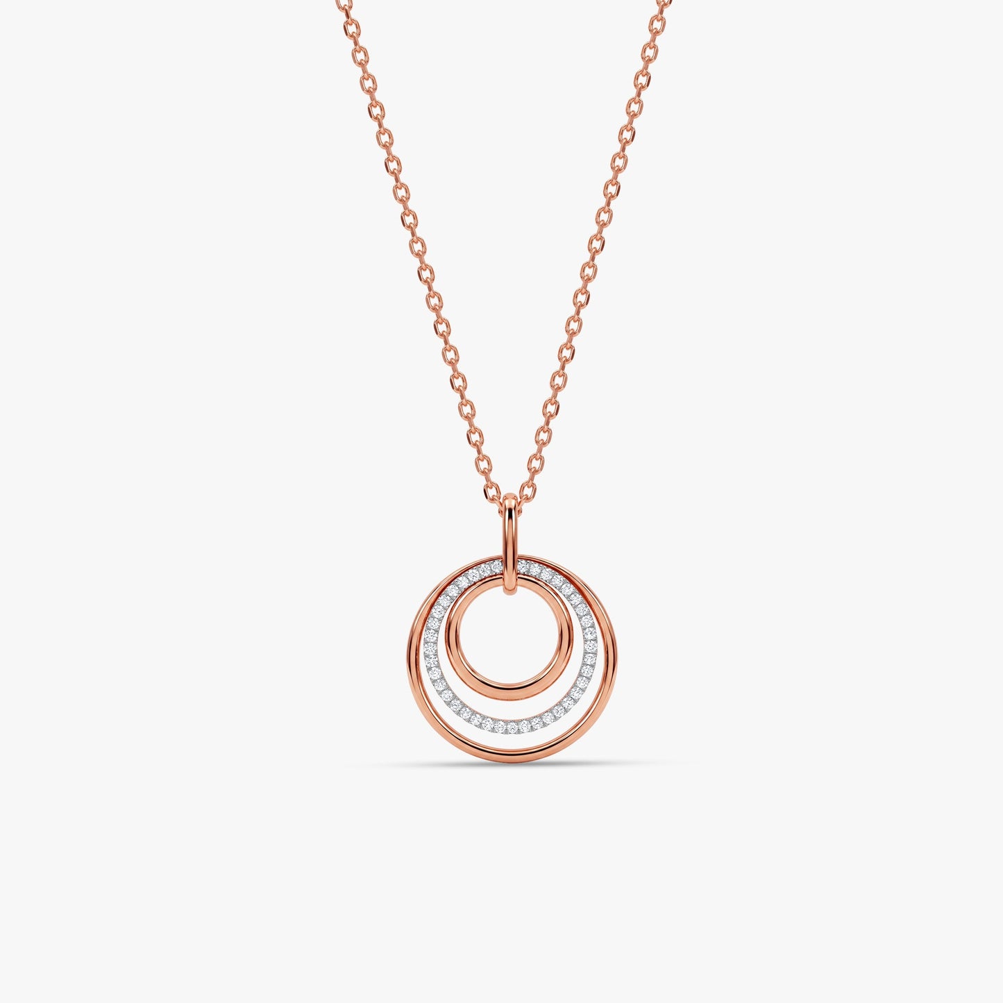 Rose Gold Rosette Orbit Lab Grown Diamond Pendant