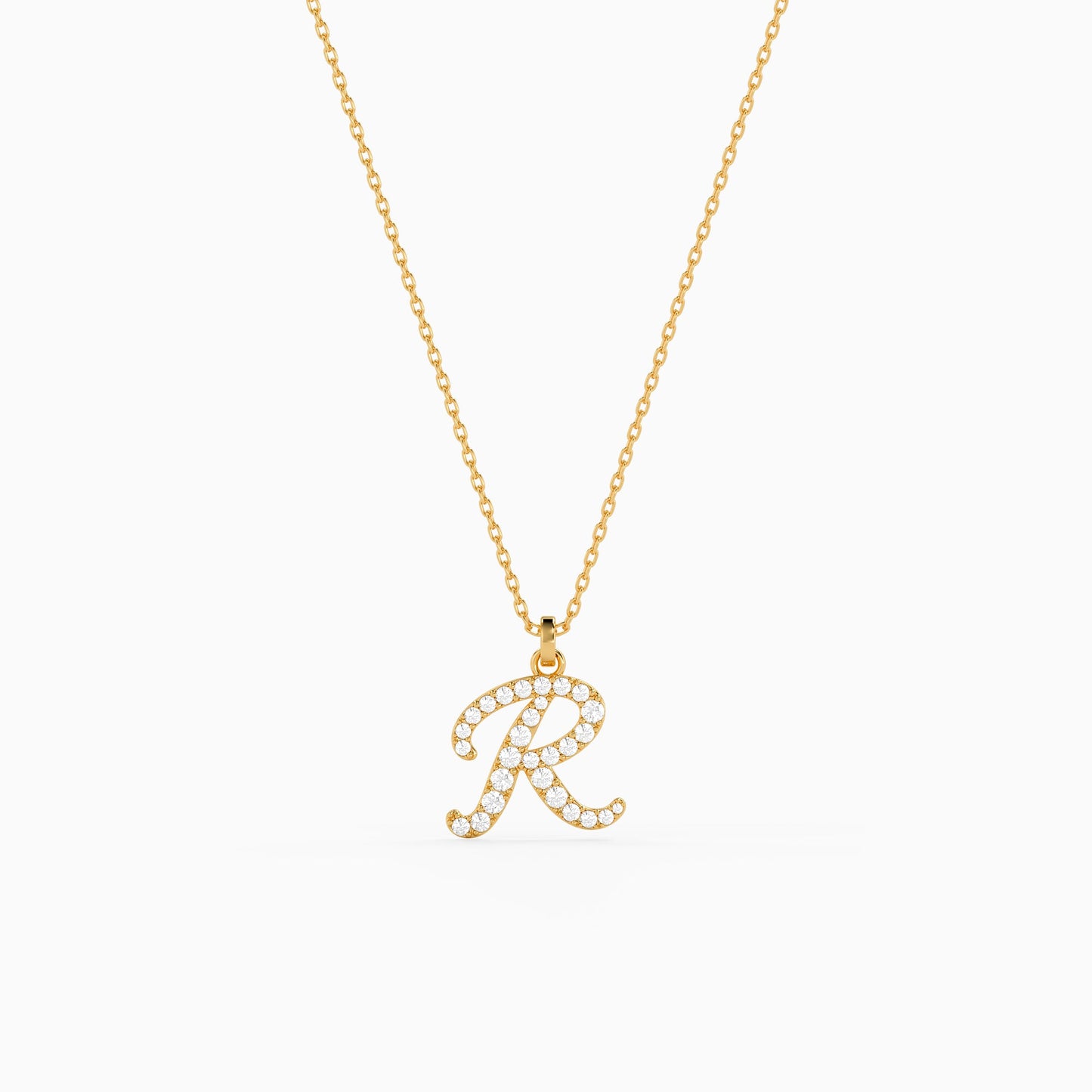 Personalised Gold Classic Lab Grown Diamond Initial Pendant