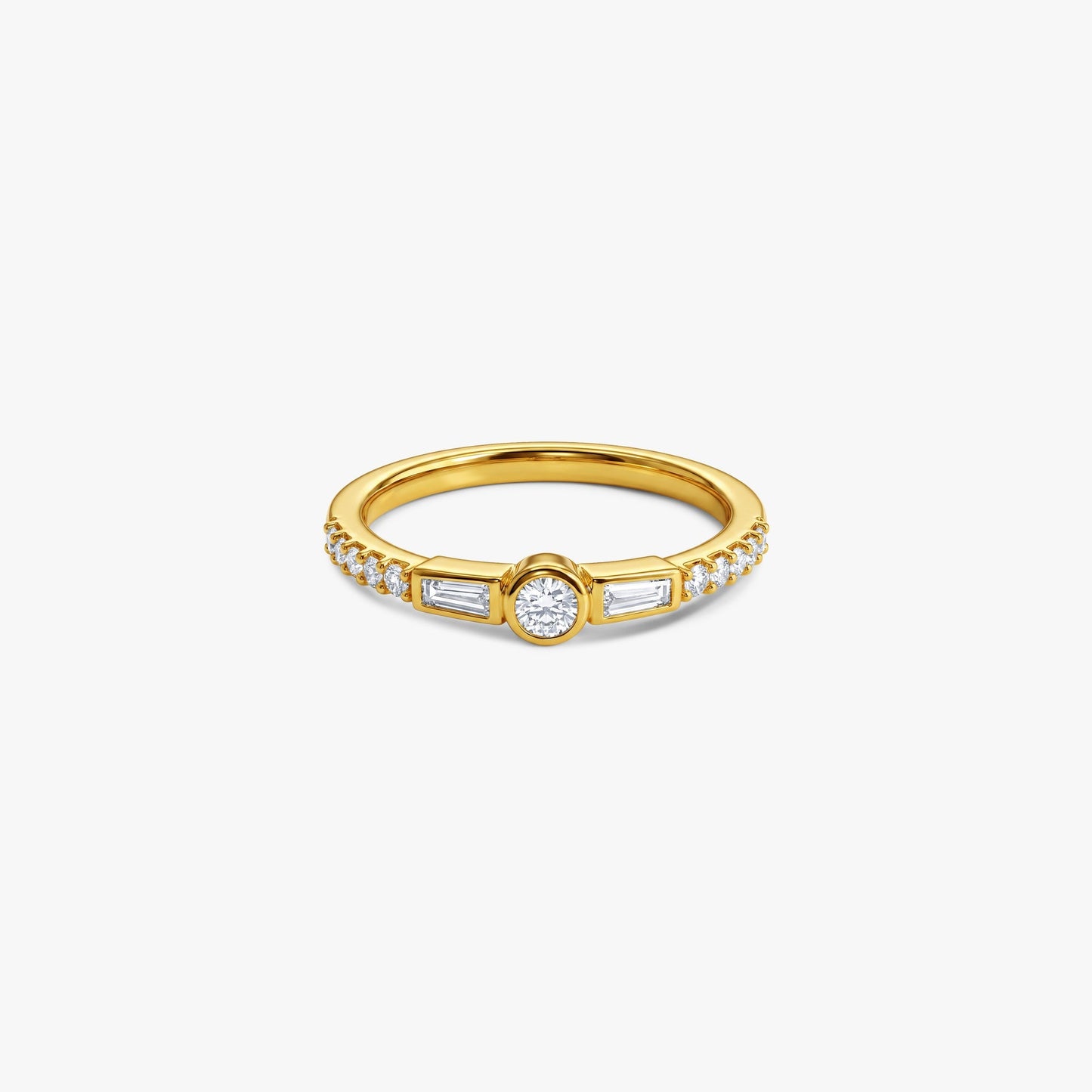 Gold Solstice Frame Lab Grown Diamond Ring (Size 12)