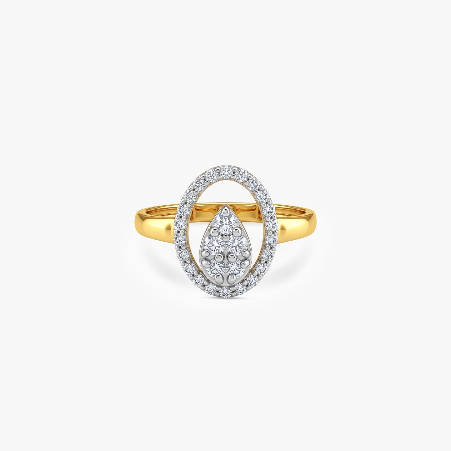 Gold Oval Droplet Lab Grown Diamond Ring (Size 12)