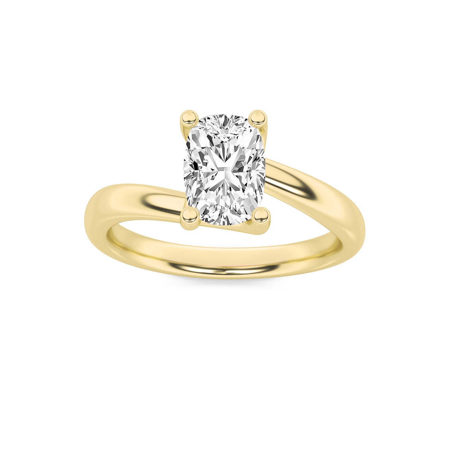 Gold Cushion Cut Solitaire Diamond Ring