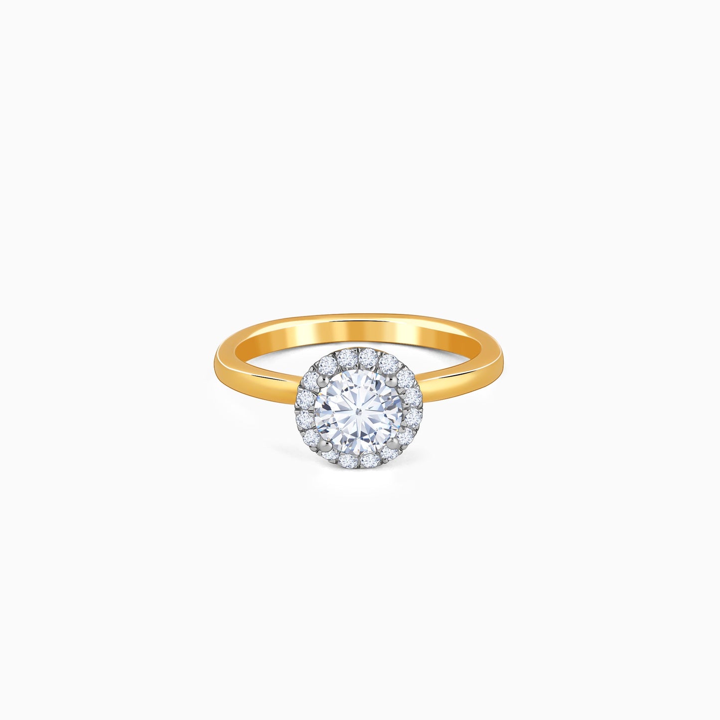Anushka Sharma Gold Audrey Halo Solitaire Lab Grown Diamond Ring