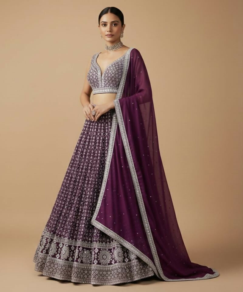 Lehenga Mart Purple Faux Georgette Designer Bollywood Style Wedding Wear Lehenga Choli