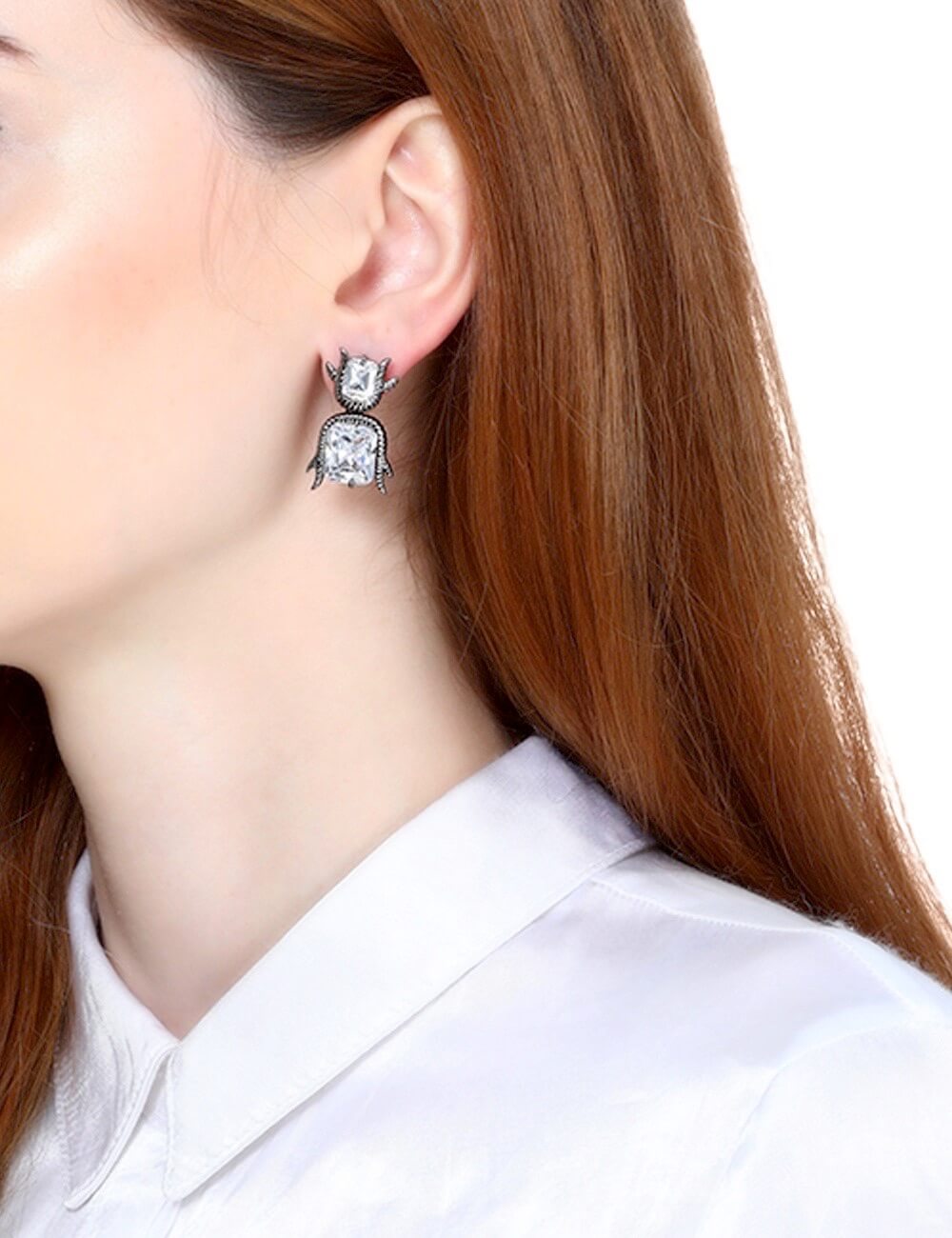 Cluster Gunmetal Studs Earrings