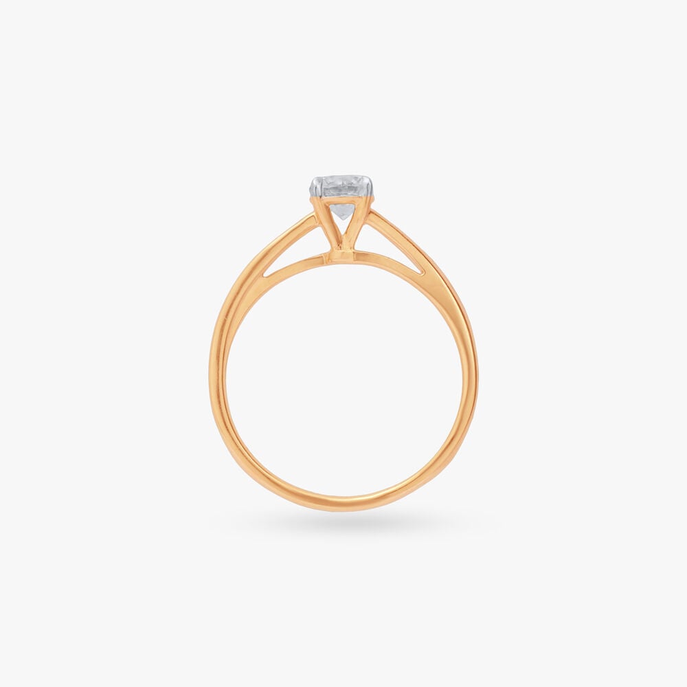 Grace Arc Solitaire Ring in 18K Yellow Gold, 0.42 ct