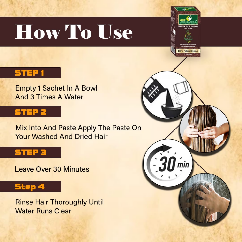VedicAyurveda Henna Based Hair Colour - dark brown & Chestnut Brown