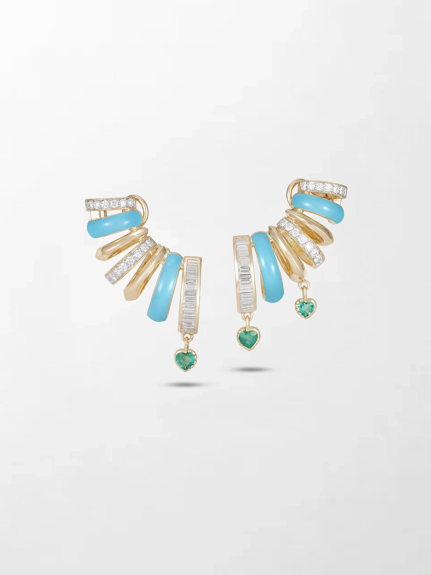 Blue Enamel Heart Mismatch Emerald Climbers