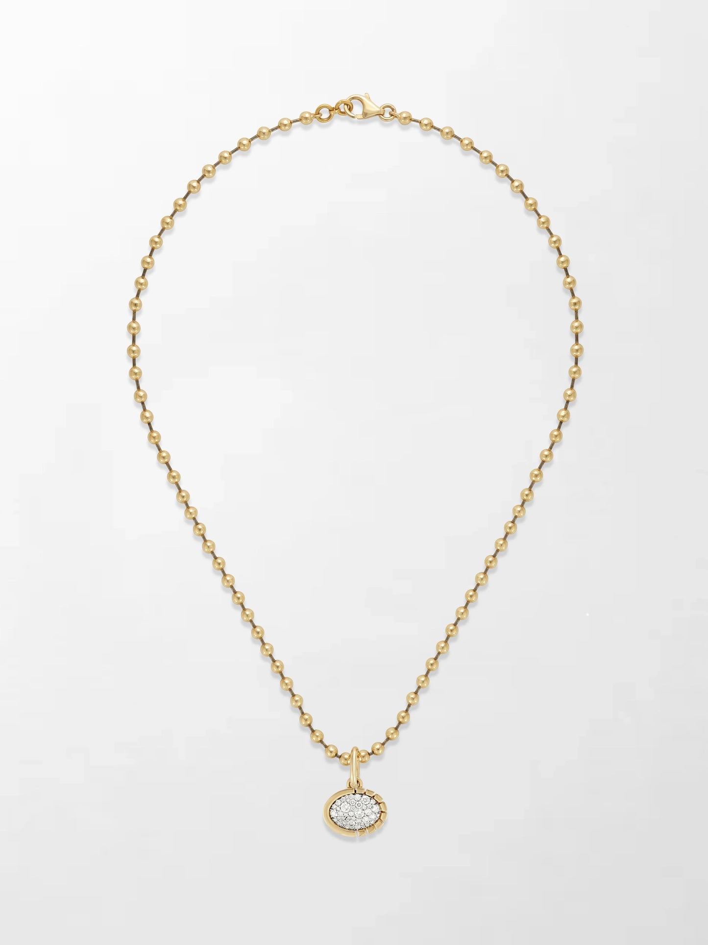 Split Bezel Pavé Pendant with Ball Chain