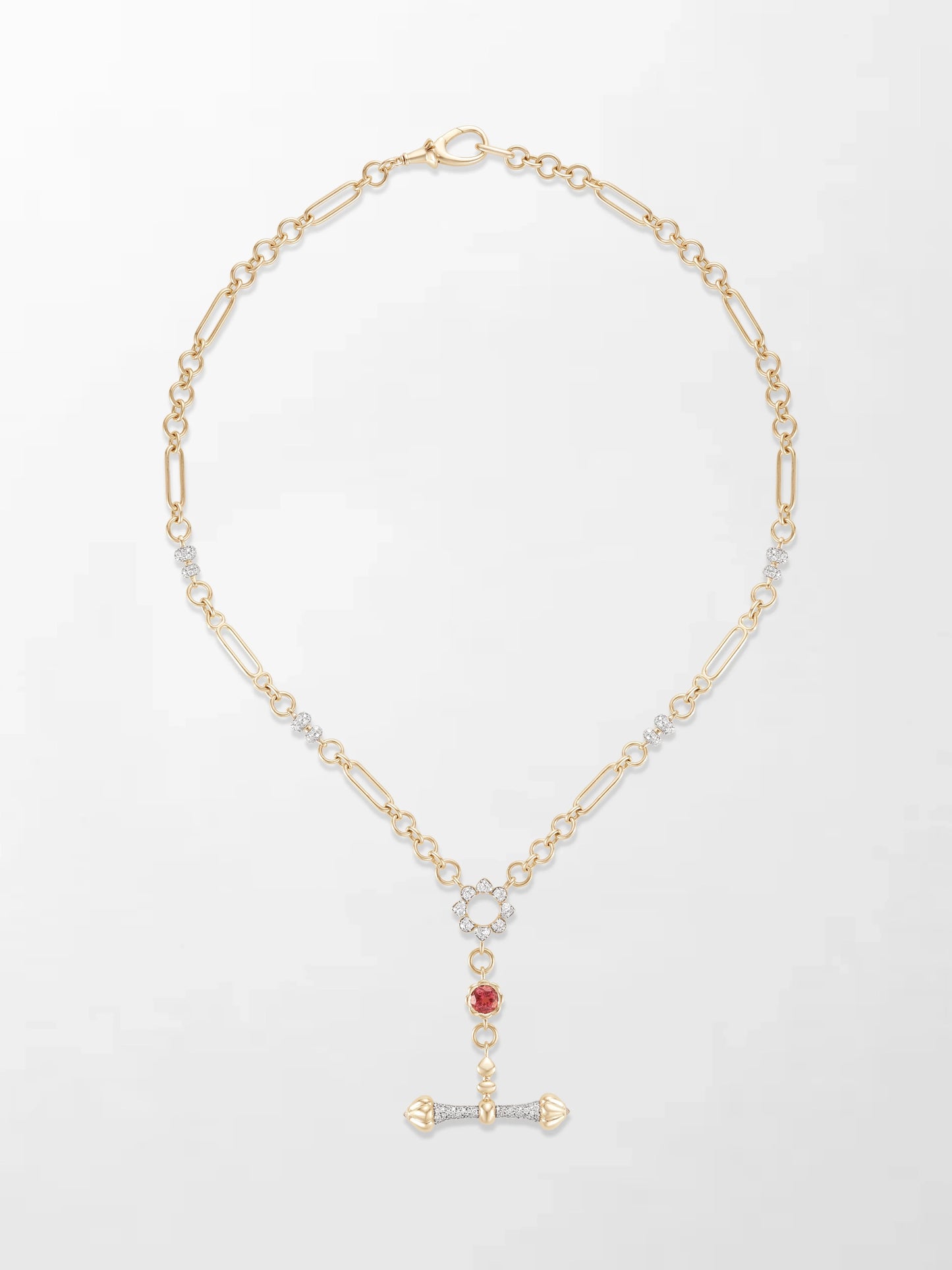 Pink Tourmaline T-Bar Chain