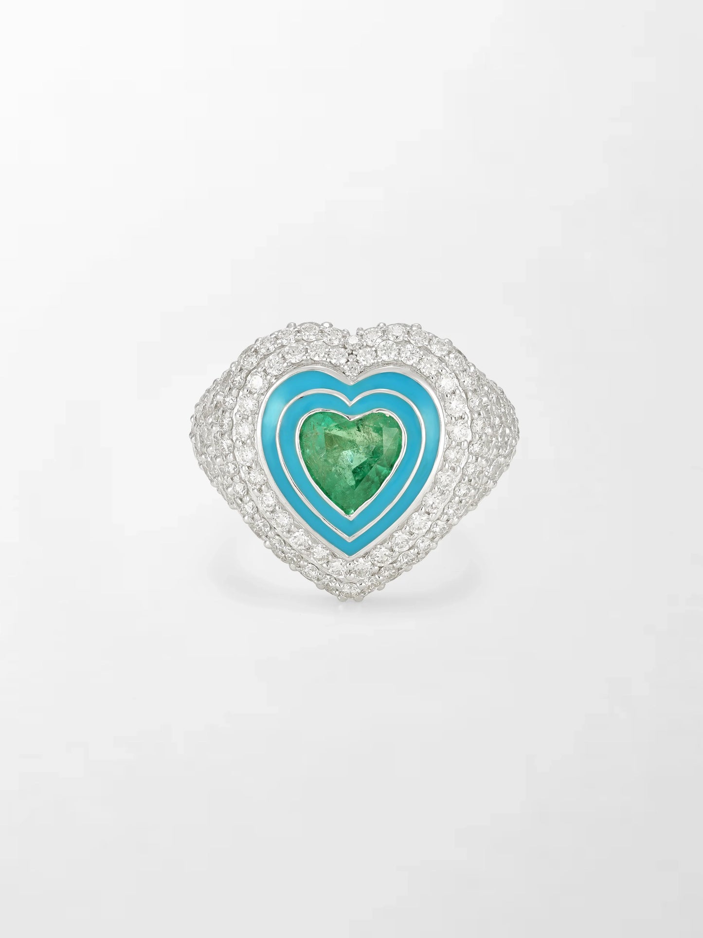 Emerald Heart Pavé Diamond Ring
