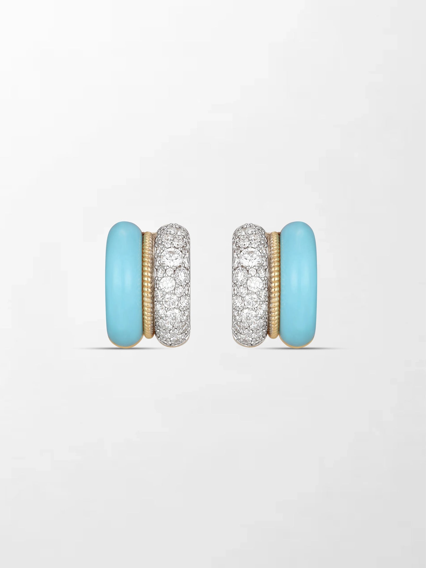 Duo Blue Enamel Pavé Huggie