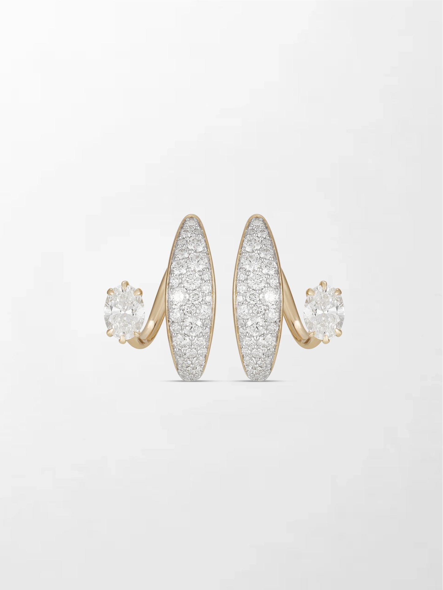 Pavé Oval Diamond Hoops