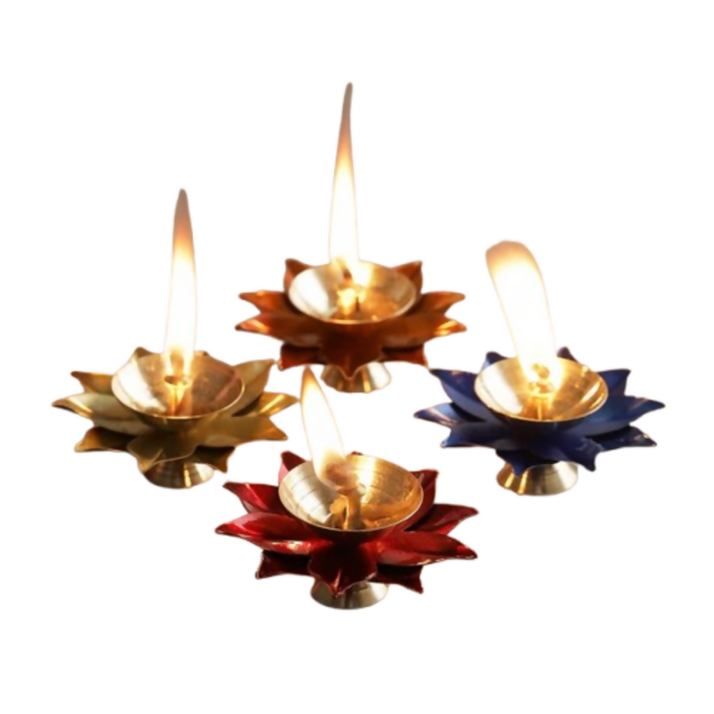 CraftVatika Brass Flower Shape Diya For Festival Decoration