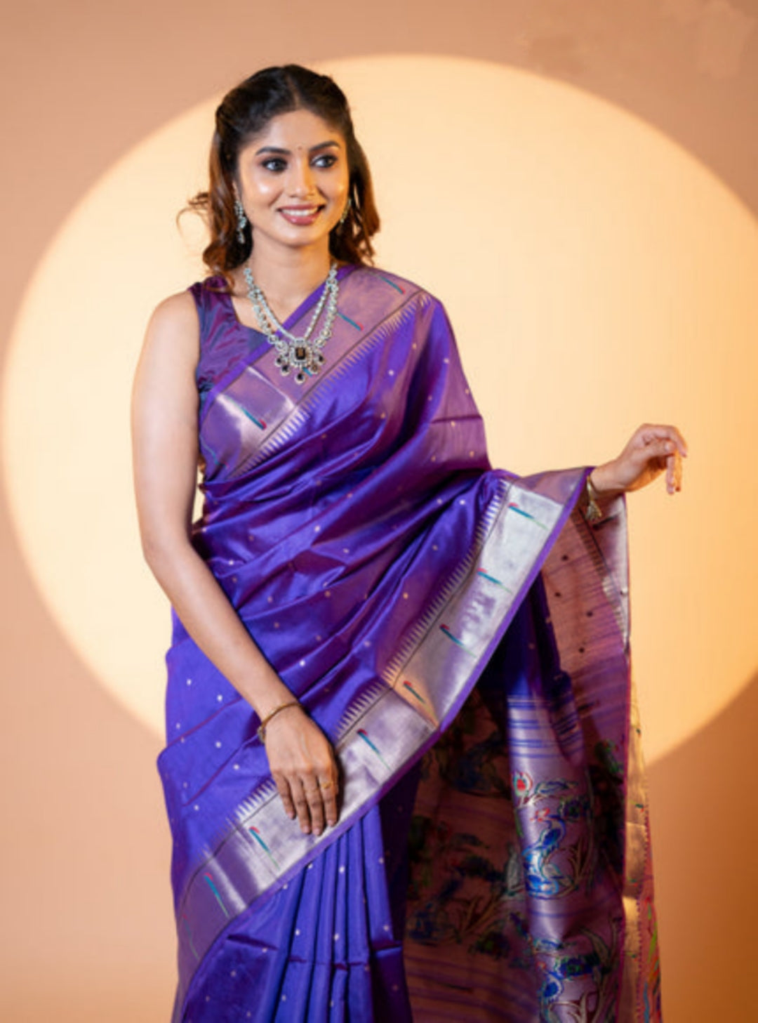Jyoti Fashion Women's Royal Blue Soft Khadi Raw Silk Zari Woven Saree with Blouse