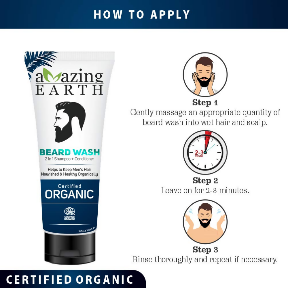 Amazing Earth Certified Organic Beard Oil and Beard Wash