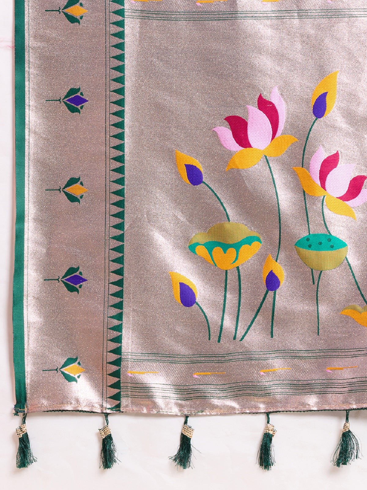 Dwija Fashion Blue Wedding Wear Woven Lotus Motif Work Pure Soft Silk Saree With Unstitched Blouse
