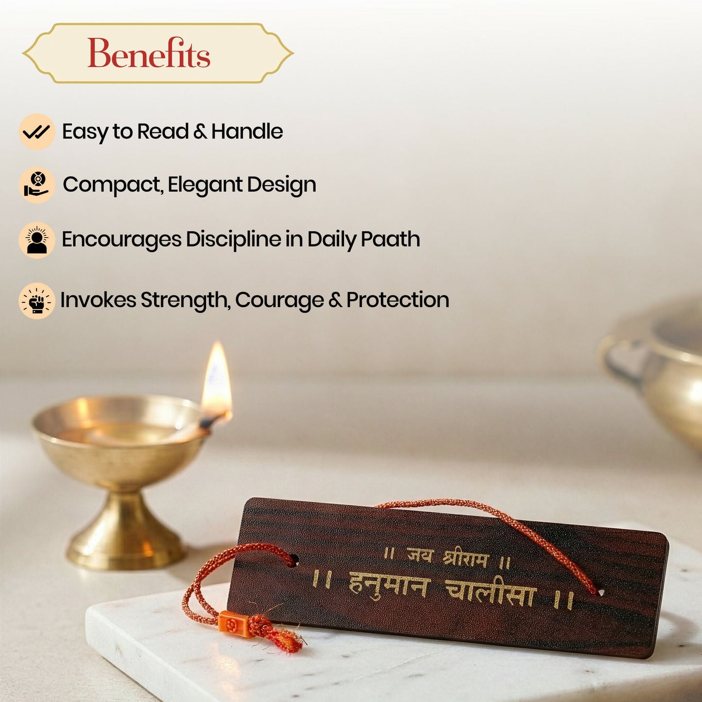 Pujashree Wooden Hanuman Chalisa Decorative Devotional Prayer Plaque for Home & Temple (Hindi)