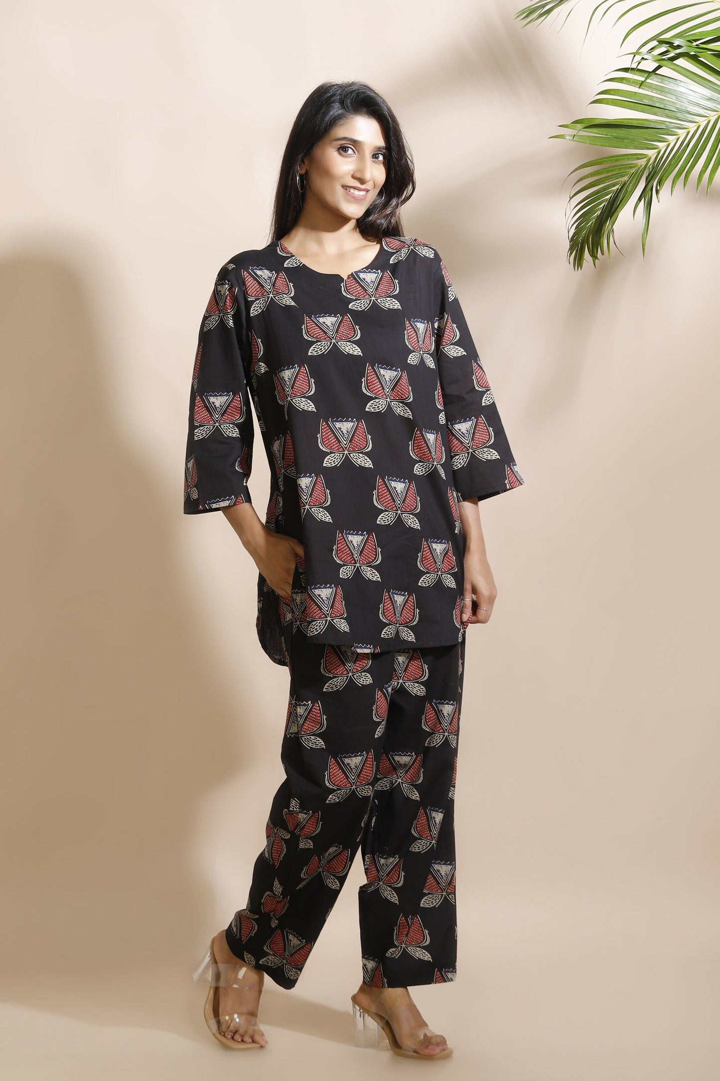 Breathables Abstract Black Cotton Co-Ord Set