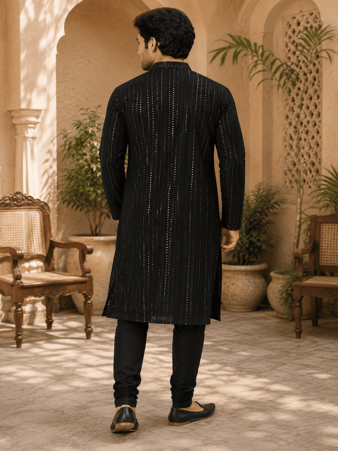 MULTI SHADES Midnight Luxe Black Embellished Kurta Set