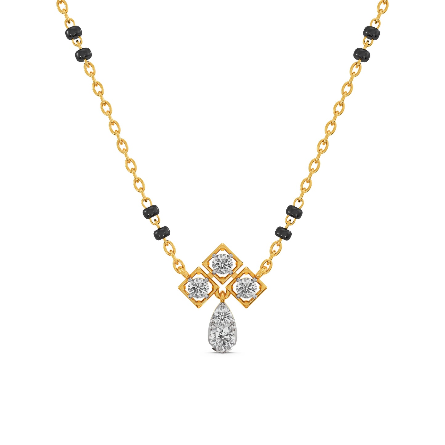 Geometric Drop 9KT Gold Laboratory Grown Diamond Mangalsutra