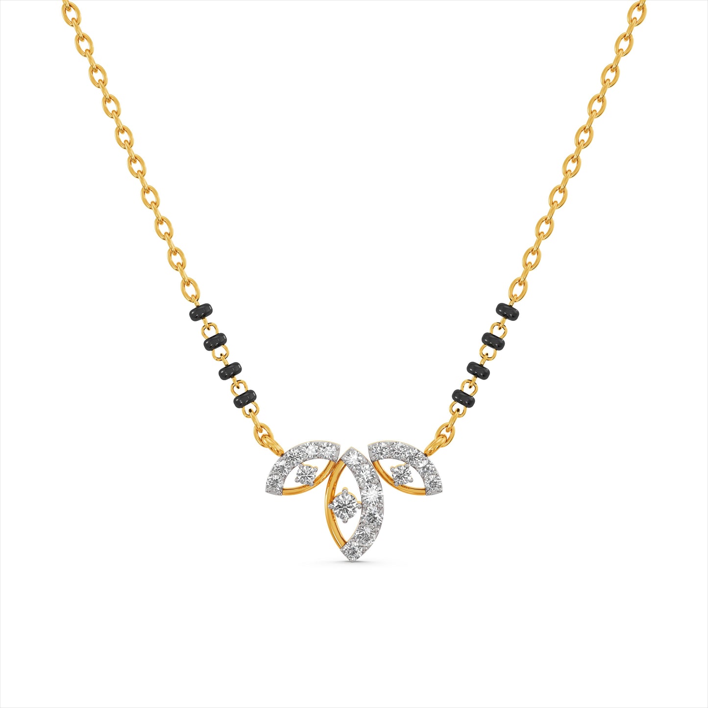 Leafy 9KT Gold Laboratory Grown Diamond Mangalsutra