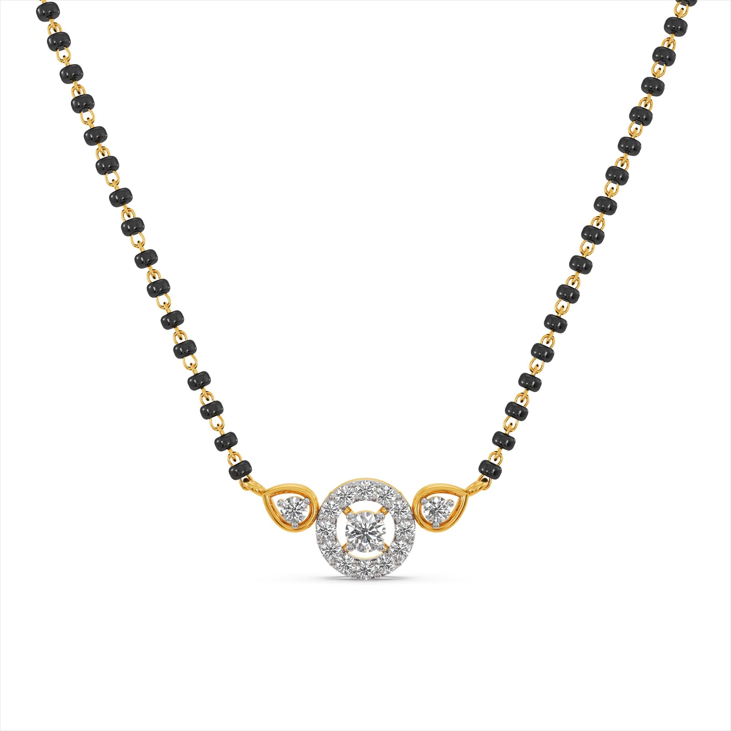 Royal Halo 9KT Gold Laboratory Grown Diamond Mangalsutra