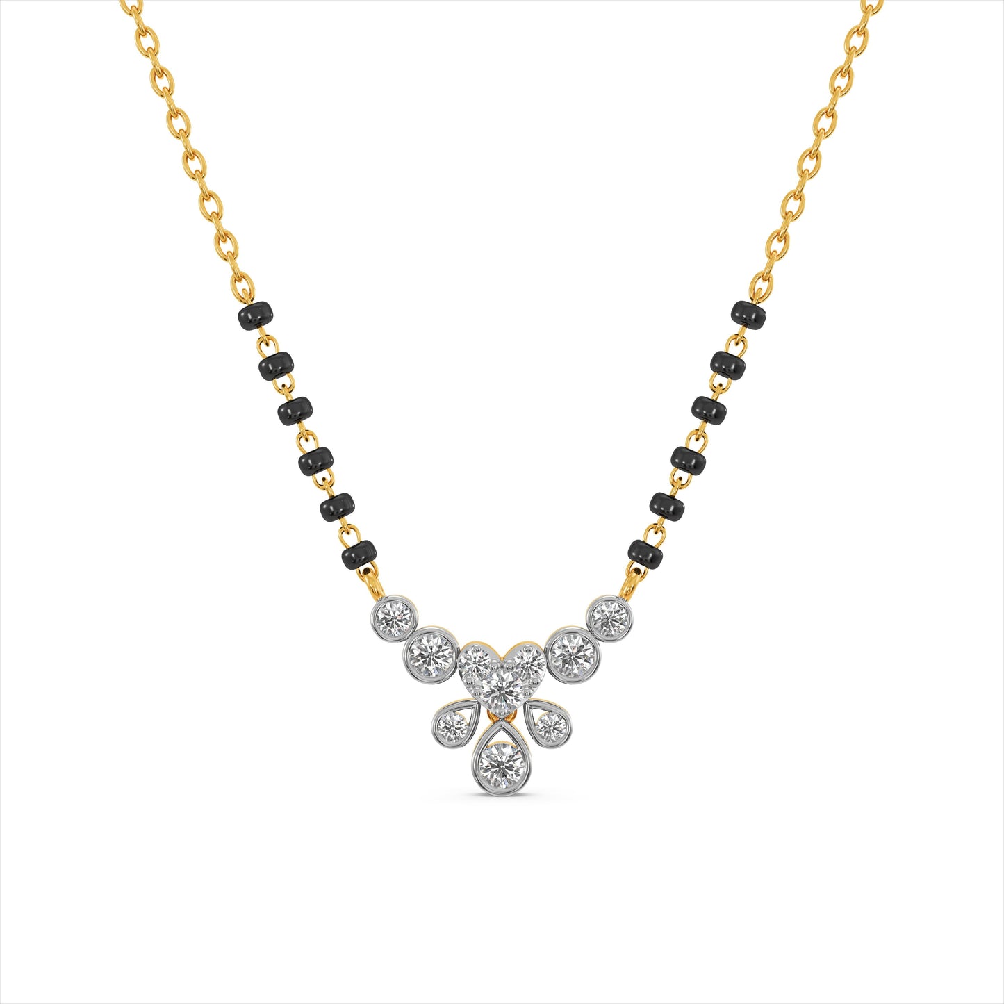 Heart Crown 9KT Gold Laboratory Grown Diamond Mangalsutra