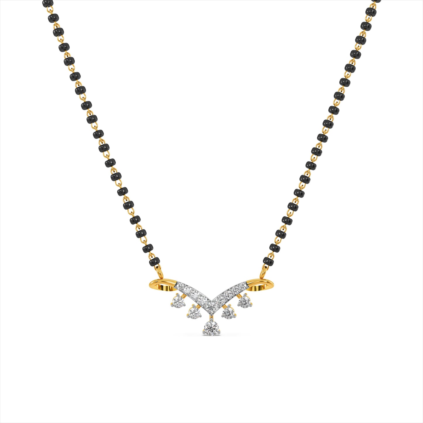 Crescent Arc Drop 9KT Gold Laboratory Grown Diamond Mangalsutra
