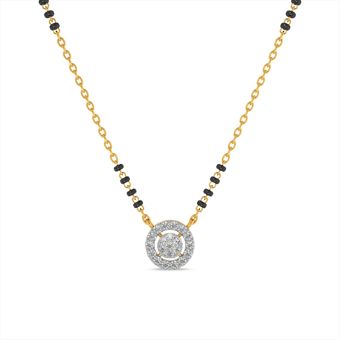 Circular Motif 9KT Gold Laboratory Grown Diamond Mangalsutra
