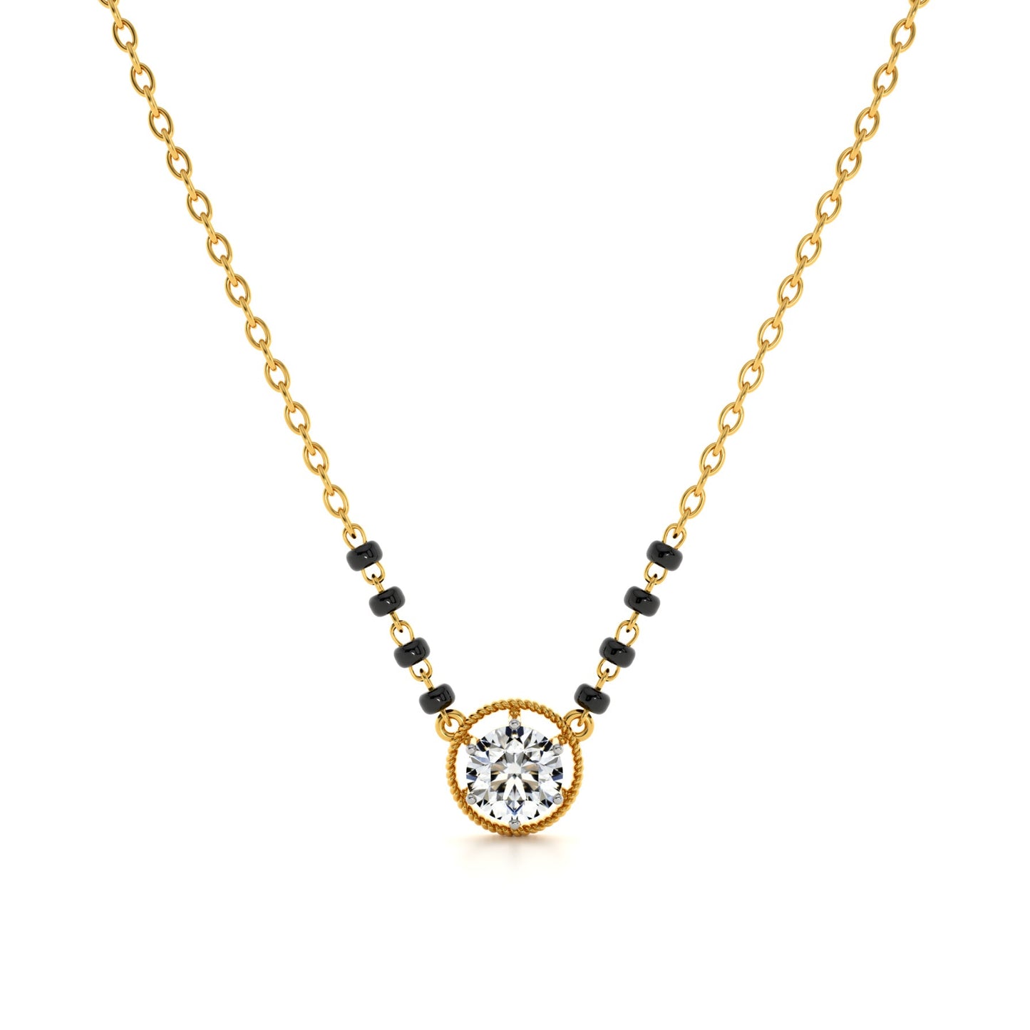 Solitaire Antique Aura 9KT Gold Laboratory Grown Diamond Mangalsutra